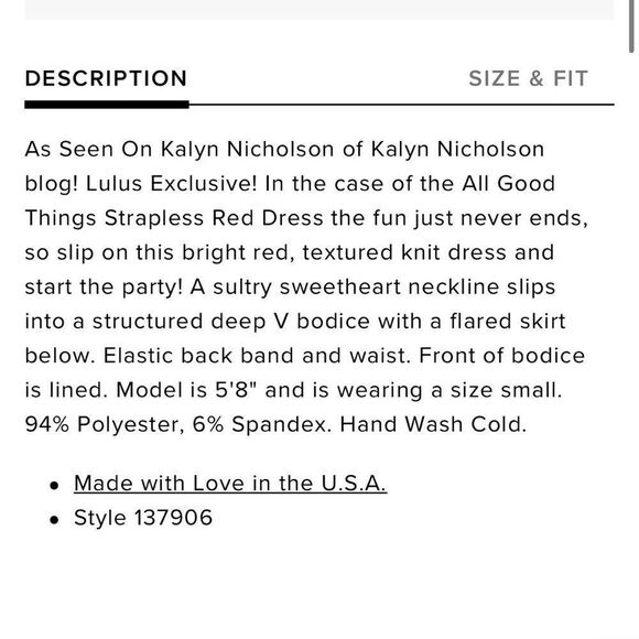 Lulus Red Strapless Deep V Neckline Fit & Flare Dress - Picture 10 of 10